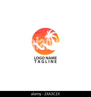 logo sunset beach vettoriale Illustrazione Vettoriale