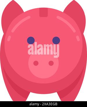 Illustrazione piatta vettoriale della vista frontale del salvadanaio rosa. Divertente animale domestico da fattoria simbolo per l'economia di bilancio finanziaria deposito di denaro isolato sul bianco. P Illustrazione Vettoriale