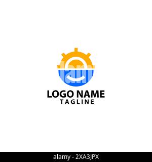 vettore di design del logo smile setting Illustrazione Vettoriale