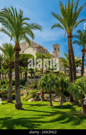 Giardini del castello, Peniscola, Comunità Valenciana, Spagna Foto Stock