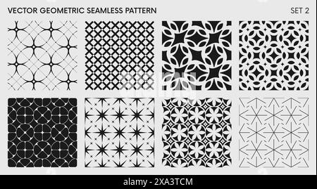 Vettoriale senza cuciture elegante motivo geometrico astratto per vari design, texture ritmiche in bianco e nero ripetute, sfondo moderno creativo con ele Illustrazione Vettoriale