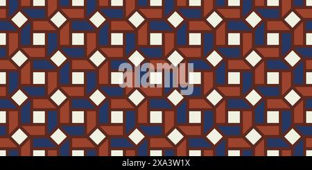 Motivo geometrico astratto senza cuciture, colore elegante, texture ritmica a ripetizione con ornamenti a scacchi Bordeaux Illustrazione Vettoriale