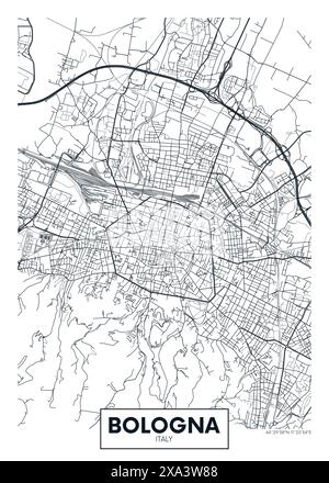Mappa della città Bologna, pianificazione urbanistica, poster vettoriale di viaggio Illustrazione Vettoriale