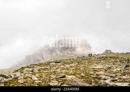 La cima del Glyder Fach, una montagna nella catena del Glyder in Snowdonia, (Eryri in gallese), Galles Foto Stock