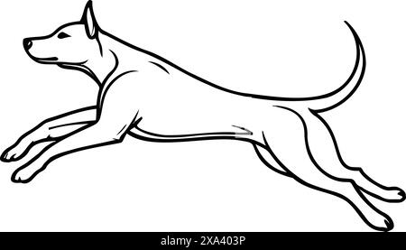 arte di salto di linea cane, sport doggy, cane corridore, cane sano Illustrazione Vettoriale