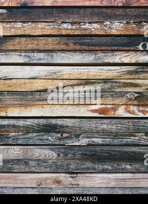 Strisce rustiche full frame di rivestimenti in legno intemprato Foto Stock