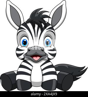 Cartoni animati Happy zebra isolati su sfondo bianco Illustrazione Vettoriale