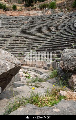 Il teatro di Delfi, dettaglio, Grecia Foto Stock