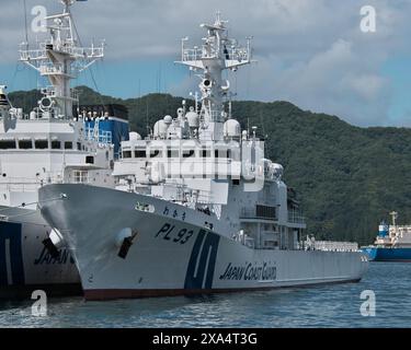 Maizuru, Giappone. 4 giugno 2024. La nave di pattuglia della Guardia Costiera giapponese Wakasa (PL93) è ancorata alla scuola della Guardia Costiera giapponese a Maizuru, prefettura di Kyoto, Giappone martedì 4 giugno 2024. Foto di Keizo Mori/UPI credito: UPI/Alamy Live News Foto Stock