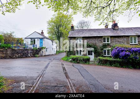 Il sentiero dei cammelli che passa attraverso la frazione di Hellandbridge North Cornwall Inghilterra Regno Unito Foto Stock