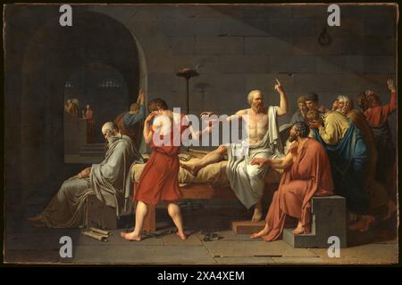 La morte di Socrate di Jacques Louis David nel 1787 Foto Stock