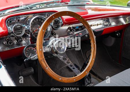 Dettaglio di una Chevy bel Air del 1957 al Moab Rotary Car Show di Moab, Utah. Foto Stock