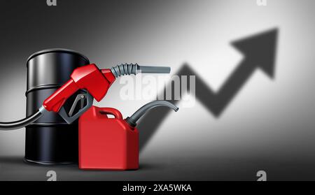 L'aumento dei prezzi del petrolio e del gas e del petrolio aumentano il concetto di combustibile come energia fossile a causa dei tagli alla produzione e della domanda di mercato o della carenza di offerta con un aumento Foto Stock