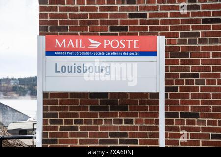 Insegna dell'ufficio postale a Louisbourg, nuova Scozia, Canada Foto Stock