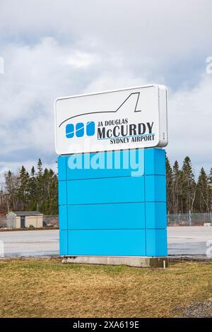 JA Douglas McCurdy Sydney Airport cartello con su scritto Glace Bay, nuova Scozia, Canada Foto Stock