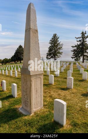 Monumento ai caduti, Little Bighorn Battlefield National Monument, Hardin, Montana, USA Foto Stock