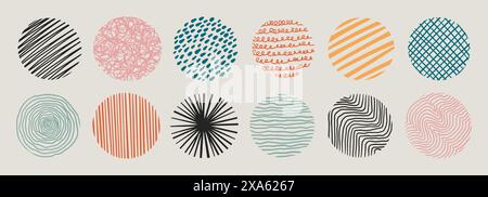 Set di forme astratte arrotondate disegnate a mano. Semplice illustrazione vettoriale alla moda Illustrazione Vettoriale