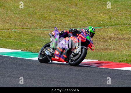 3 giugno 2024; autodromo Internazionale del Mugello, Scarperia e San Piero, Firenze, Italia; 2024 giornata italiana di test MotoGP; Franco Morbidelli sulla sua bici prima Pramac Racing Foto Stock