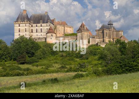 Castello di Biron, Dordogna, Nouvelle-Aquitaine, Francia. Foto Stock