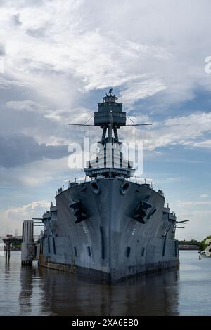 La nave da guerra USS Texas BB-35 della US Navy a Galveston, Texas, USA Foto Stock