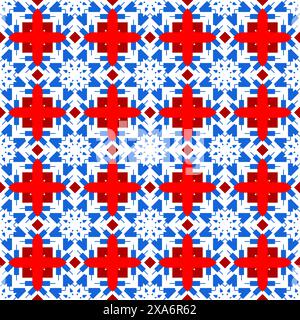 Un motivo a quadri blu, rosso e bianco Foto Stock