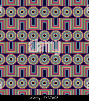 antiche figure geometriche colorate basate su disegni indigeni senza cuciture Illustrazione Vettoriale