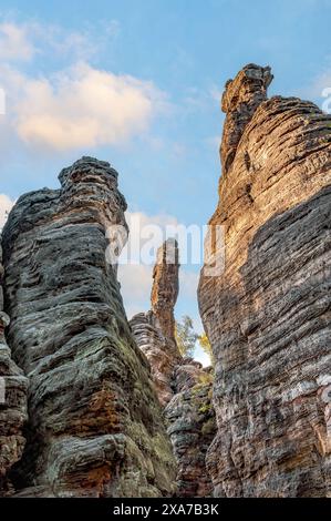 Pilastri Ercole in Bielatal, Svizzera sassone, Sassonia, Germania Foto Stock