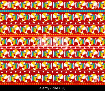 Gli antichi mexicann pre-colombo sono modellati su uno sfondo rosso scuro. Concetto indigeno Illustrazione Vettoriale