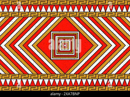 Antica e colorata arte nativa basata su figure geometriche inca pre-colombo. Concetto indigeno Illustrazione Vettoriale