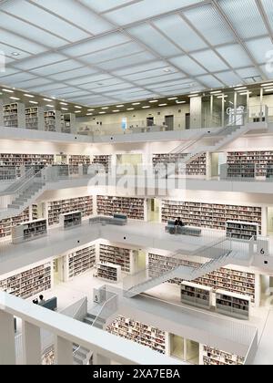 Biblioteca comunale di Mailänder Platz, Stoccarda, Baden-Württemberg, Germania Foto Stock