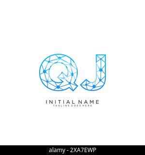 Modello di design dell'icona del logo tecnico QJ Illustrazione Vettoriale