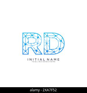 Modello di design icona logo RD tech Illustrazione Vettoriale
