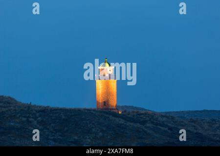 Luce di Red Cliff di notte, Kampen, Sylt Island, Schleswig-Holstein, Germania Foto Stock