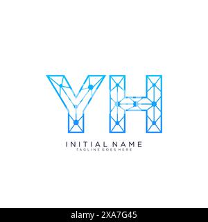 Modello di design dell'icona del logo YH tech Illustrazione Vettoriale