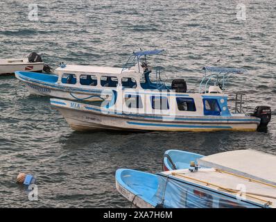 Le barche fianco a fianco sull'acqua a Panajachel, Guatemala Foto Stock