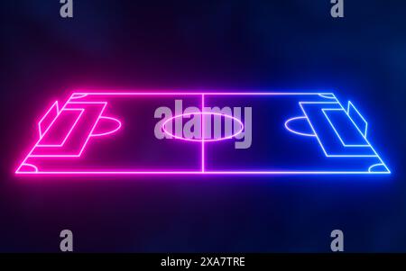 Linee di campo al neon astratte, rendering 3d. illustrazione 3d. Foto Stock