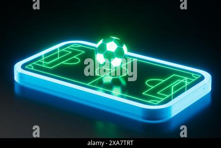Linee di campo al neon astratte, rendering 3d. illustrazione 3d. Foto Stock