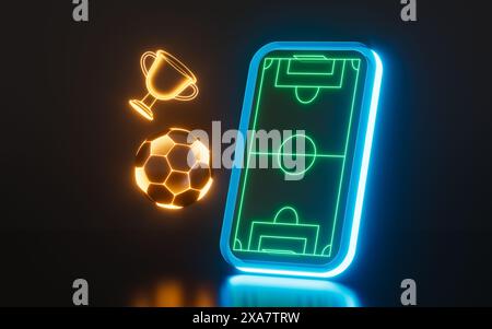 Linee di campo al neon astratte, rendering 3d. illustrazione 3d. Foto Stock