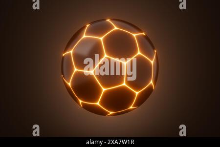Calcio astratto e linee al neon, calcio brillante, rendering 3d. illustrazione 3d. Foto Stock