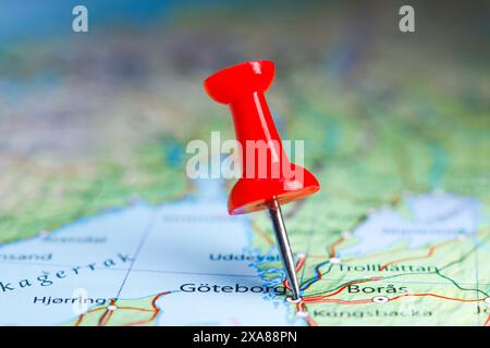 Goteborg, Svezia pin sulla mappa Foto Stock