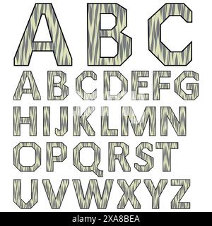 Alfabeto impostato su sfondo bianco. Arti grafiche astratte geometriche vettoriali Illustrazione Vettoriale