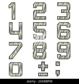 Impostare i numeri neri su uno sfondo bianco. Schema astratto grafico. Illustrazione Vettoriale