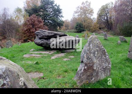 The Rocking Stone on Coedpenmaen Common era un luogo di incontro pubblico a Pontypridd dai cartisti ai druidi, anche il dottor William Price si rivolse al pubblico Foto Stock