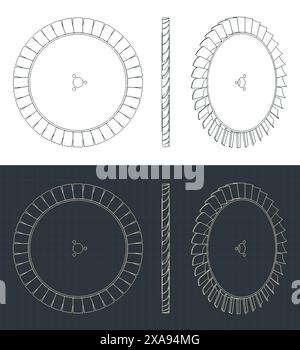 Illustrazioni vettoriali stilizzate dei progetti del compressore del motore Illustrazione Vettoriale