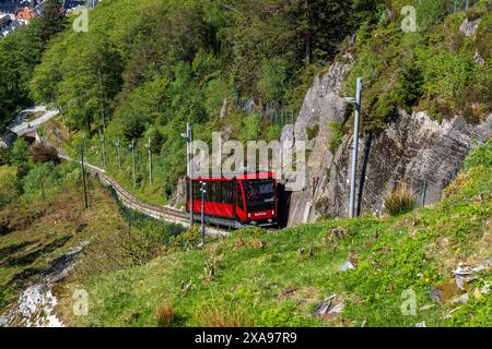 Floybanen funicolare a Bergen, Norvegia Foto Stock