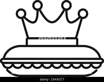 Semplice icona in bianco e nero di un sandwich con una corona gioiellata Illustrazione Vettoriale