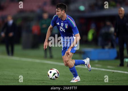 Bologna, Italia. 4 giugno 2024. Andrea Cambiaso in azione durante l'amichevole tra Italia e Turkiye allo Stadio Renato Dallara il 4 giugno 2024 a Bologna. Crediti: Marco Canoniero/Alamy Live News Foto Stock