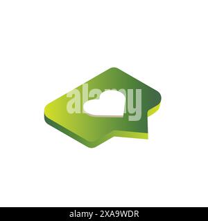 pulsante mi piace 3d e icona cuore Illustrazione Vettoriale