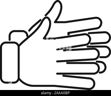 Semplice icona a forma di linea di due mani che battono, mostrando il loro apprezzamento per qualcosa Illustrazione Vettoriale