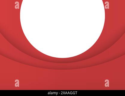 Cerchio rosso, livello di forma dinamica multilivello, sfondo decorativo curvo per pubblicizzare l'illustrazione vettoriale del modello 3D. abs bordo sezione arrotondata realistica Illustrazione Vettoriale